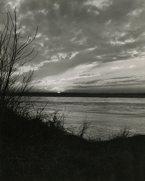 The Mississippi River as seen at sunset near the Shelby Forest State Park, 1948